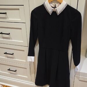 Ted Baker Black Dress with Embellished Collar Size 0